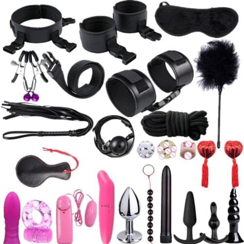 Sex Toys For Couples set Bondage Vibrators Set Nylon Restraint BDSM Slave Vibrator Plug Flirt Games Erotic Toys for Women