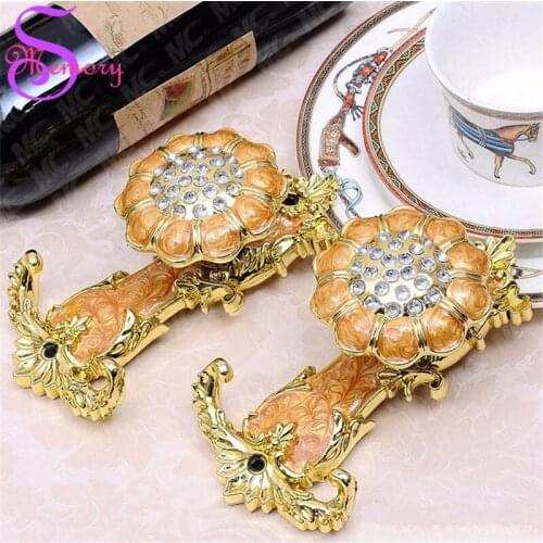 Floral Rhinestones Wall Hooks Curtain Tie Back Ball Tieback Holders Hat Coat Robe Hanger Home Decoration Europe