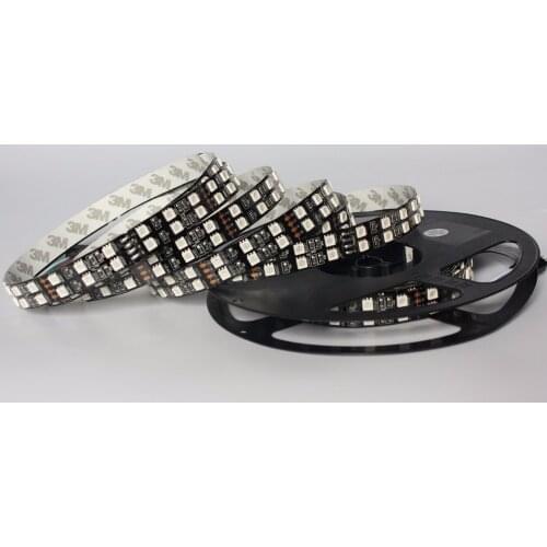 Non waterproof IP20 Black PCB LED Strip RGB 5050 Double Row,Black PCB Board,120LED/m,5m 600LEDs DC12V Black PCB