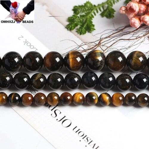 OMH Wholesale JD107 4 6 8 10 12 14mm Jewelry DIY Making Bracelet Necklace Natural AAA Yellow Blue Tiger Eye Loose Spacer Beads