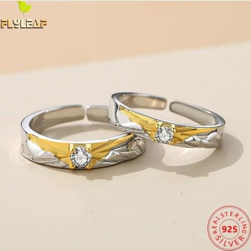 925 Sterling Silver Zircon Love Dawn Couple Ring Open Rings For Women Men Romantic Valentines Day Birthday Gift Fine Jewelry