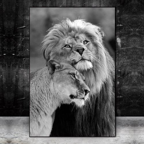 Animals Canvas Poster Black and White Lion Tiger Wall Art Picture Print and Painting for Bedroom Home Decor