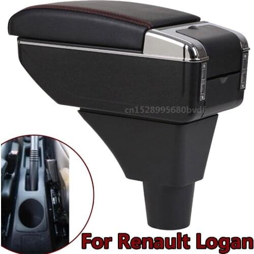 For Renault Logan 1 armrest box central Store content Storage box armrest box USB interface