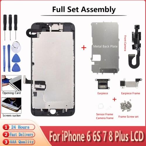 Full Set Assembly For iPhone 6 6S 7 8 Plus LCD Display With Test OK Touch Screen Digitizer Replacement Tools+Tempered film+TPU