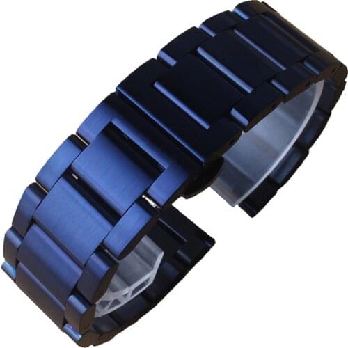 Stainless Steel Watchband Dark Blue Polished Unpolished Matte metal Watch strap Accessories 20mm 22mm for Samsung Gear Galaxy