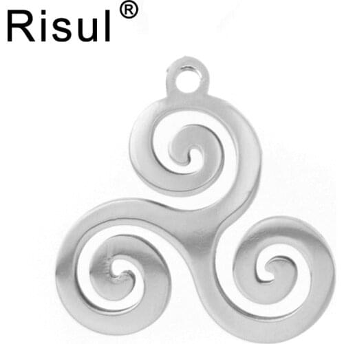 Risul Keltic criple spiral charm symbol of Sicily eternity Triskele Pendant high polish stainless steel Necklace wholesale 50pcs