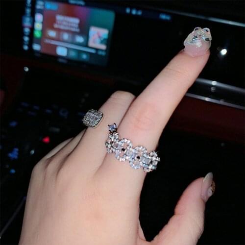 Luxury Hollow Lace 925 Sterling Silver Wedding Bands Full of Zircon Finger Rings Engagement Fashion Ring for Women Chic Jewelry