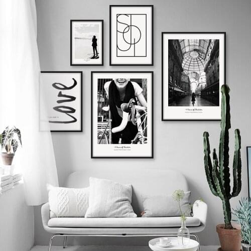 Scandinavian Canvas Prints Landscape Girl Wall Art Canvas Painting Nordic Posters And Prints Love Quote Decoration Picture Decor