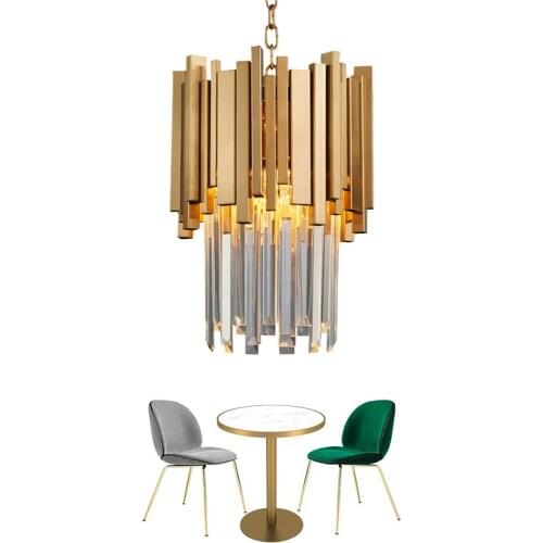 Modern Gold Stainless steel Crystal Chandelier small Round light suspension lamp Dining Room Bedroom LED Light Fixtures