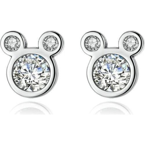 925 Sterling Silver Crystal Animals Stud Earrings For Women Grils Kids Wedding Gift Female pendientes mujer moda eh1415