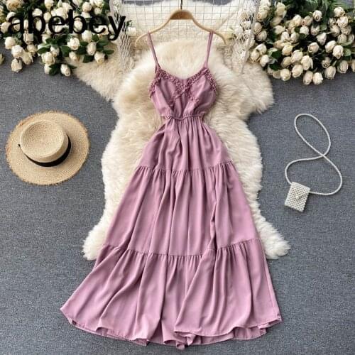 Sweet Strap Dress Women Korean V Neck Sleeveless A-line Dresses 2021 Summer Fashion Streetwear Midi Dress