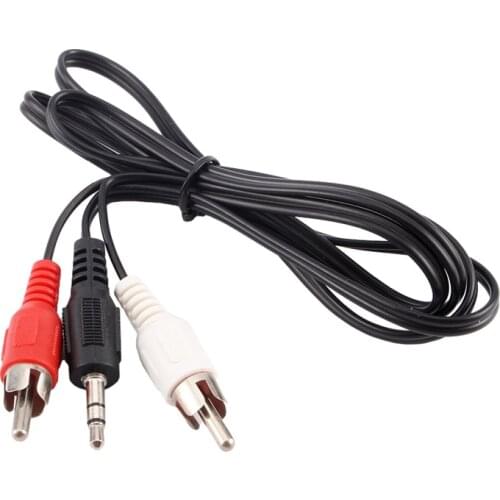 1M For iPod Mp3 Mp4 Player Mobile Phone Male to Male Mini Plug Jack To 2 RCA Stereo Audio Speaker Adapter Cable