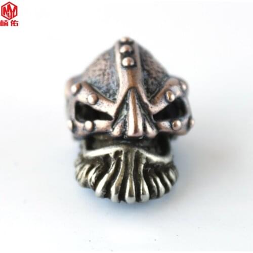 1PCS Skull Pirate Spartan Red Copper Retro Brass EDC Paracord Beads Lanyard Pendants Knife Beads Umbrella Rope Cord Bead Pendant