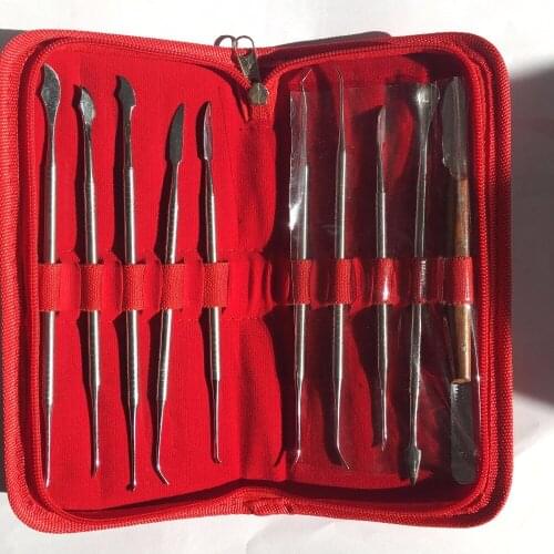10pcs per kit Dental Lab Equipment Wax Carving Tools Set Surgical Dentist Sculpture Knife Instruments Tool Kit
