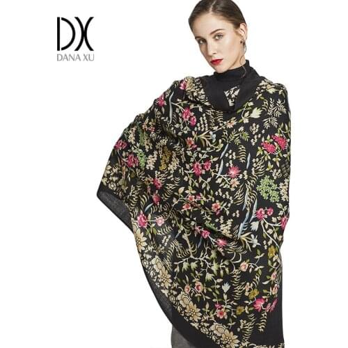 100% Wool Square Head Scarves Women Elegant Lady Carf And Warm Shawl Long Animal Print Stoles Bandana Scarf Hijab Beach Blanket