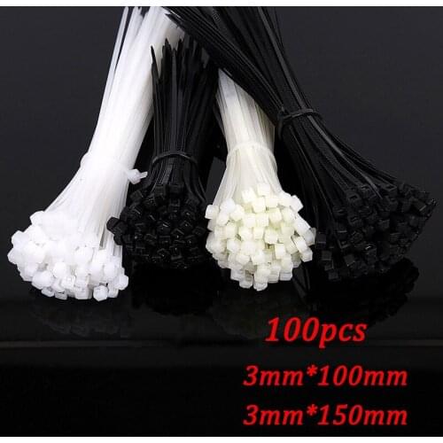 100pcs Reusable Cable holder Ties 3x100 Plastic Releasable Nylon cable organizer self-locking 3x150 Wire Ties Slipknot Fasteners