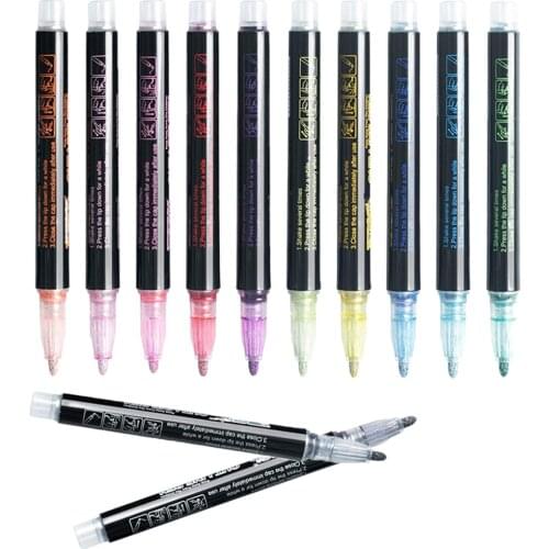 12 Pieces Glitter Marker Pens Double line outline pen specially designed