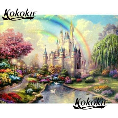 5d diamond painting full drill square diamond Mosaic castle diamond embroidery nature full round diamond art home decoration