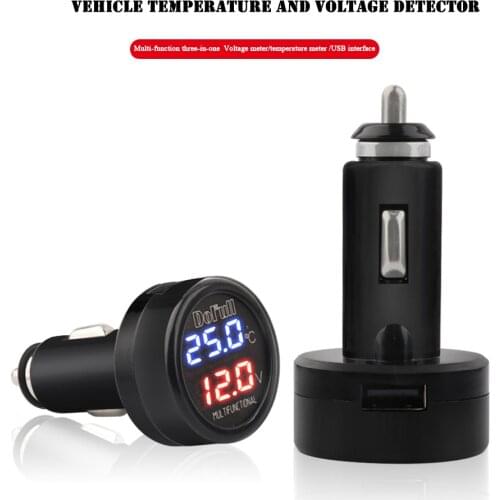 Car three-in-one charger car cigarette lighter with voltage test USB display multi-function monitoring decoration accessories