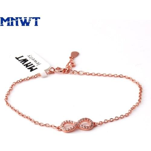 MNWT Cubic Zirconia 8 Infinity Rose Gold Alloy Bracelets Women Charm Jewelry Party Gift Bracelets