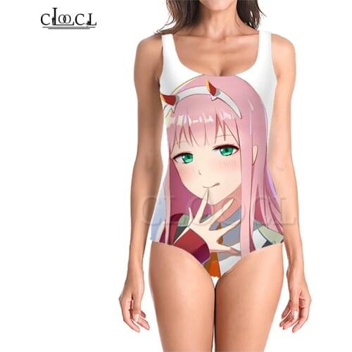 CLOOCL Anime Darling In The Franxx Zero Two 3D Print Girls One-piece Swimsuit Sleeveless Slim Sexy Womens Swimwear Summer
