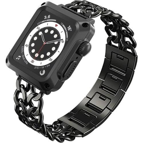 For Apple Watch 6 SE 5 4 3 2 1 Case + Metal Band Protective Cover Glass Film for iwatch Series 44mm 42mm 40mm 38mm Wrist Strap