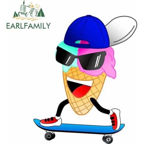 EARLFAMILY 13cm x 10.3cm for Funny Skater Ice Kids Car Stickers Fine Waterproof Window Trunk Auto Decal Scratch-proof Decor