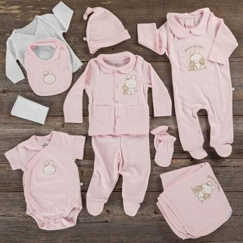 Funna Baby 8510 infant bodysuit-Layette set immediately after hospltal (Ten/10 Pcs)-Pink