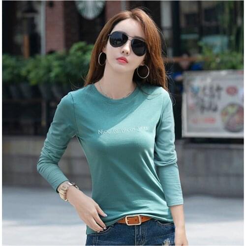 GGRIGHT Spring Autumn 2021 New Harajuku Embroidery T Shirt O-Neck Punk Letter TShirt Casual Long Sleeve Streetwear Women Top