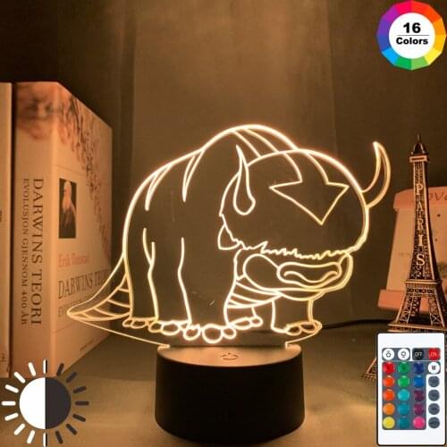 HY Acrylic 3D Avatar The Last Airbender Nightlight for Kids Child Room Decor The Legend of Aang Appa Figure Table Night Light