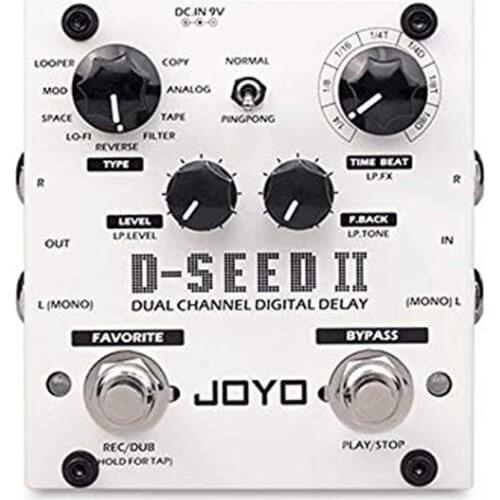 JOYO D-SEED II Dual Channel 8 Digital Delay Stereo PingPong Effect LOOPER Function Tape Recording Simulation Guitar Effect Pedal