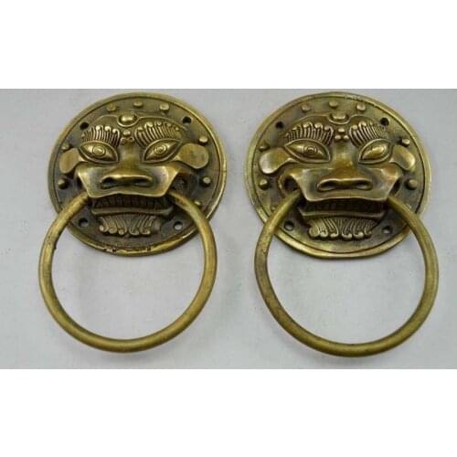 Collectible Decorated Old Handwork Copper Hammered Pair Dragon Door knocker