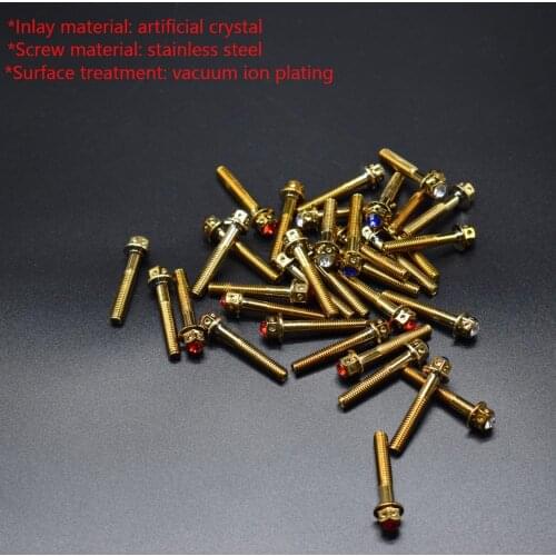 5 PCS M6 Set with diamonds bike bolts kit fastener clips screw motocross accessories motorcycle screw decal universal parts