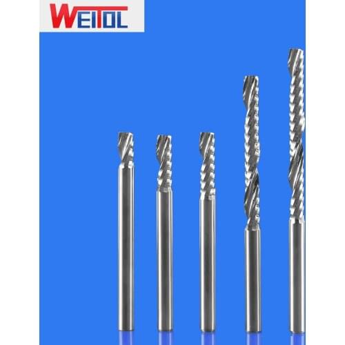 WeiTol 1PCS N 3.175MM Shank One Flute Spiral End Mill Acrylic Cutting Tools CNC Router Bits