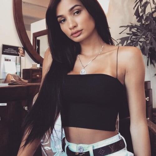 Women Spaghetti Strap Crop Top Sexy Bodycon Sleeveless Cami Tube Top 2020 New Fashion Basic Plain Camisole Tank Tops Black Gray