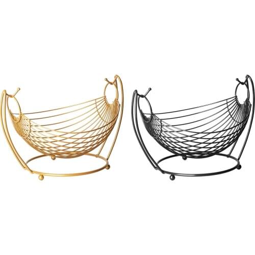 Dining Table Kitchen Fruit Vegetable Basket Iron Wire Hollow Desktop Storage Elegant Picnic Tray Drying Food Dishes