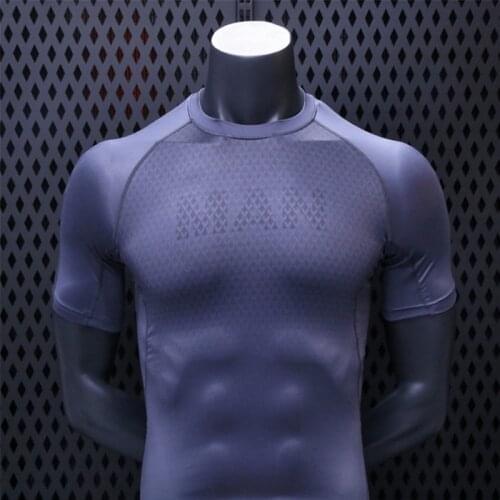 Summer Tights Short-sleeved Mens Fitness Clothes High-elastic Quick-drying Clothes Gym Training Muscles Running Gym Sportswear