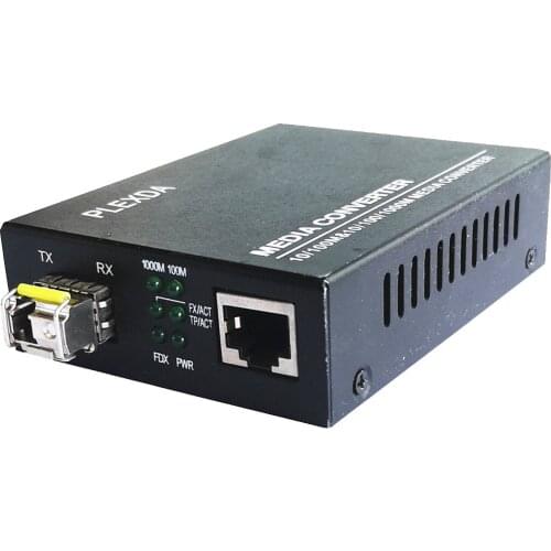 Plexda Single Mode LC WDM Single Fiber Bi-Di Gigabit Media Converter 20km (12.42 Miles) – to UTP Cat5e Cat6 10/100/1000M RJ45
