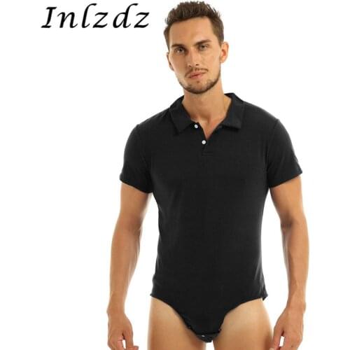Mens Lingerie Adult Babies Bodysuit Turn-down Collar Press Button Crotch Shirt Bodysuit Romper Pajamas Sex Cos-player Costume