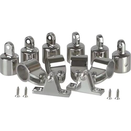 12 PCS Universal 3-Bow Bimini Top Stainless Steel 316 Marine Hardware Set Deck Hinge Jaw Slide Eye End Fitting Boat Accessories