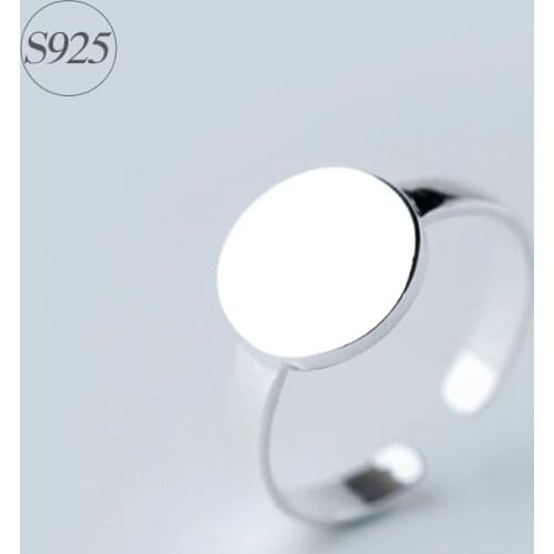 New Men Women Solid 925 Sterling Silver JEWELRY Adjustable Plain Polished Round Ring Geometric 925-Sterling-Jewelry GTLJ732
