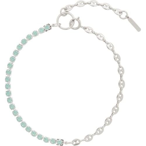 New green protein rhinestone pig nose chain splicing short necklace female choker clavicle chain