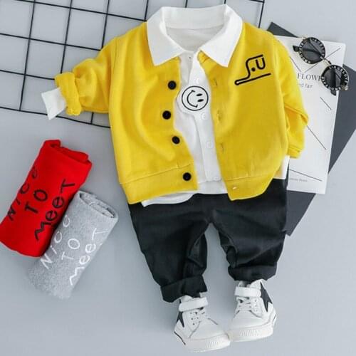 Newborn Baby Clothes 2020 Autumn Winter Baby Boys Clothes Cardigan+T-shirt+Pants 3pcs Outfit Suit Infant Clothing for Baby Set