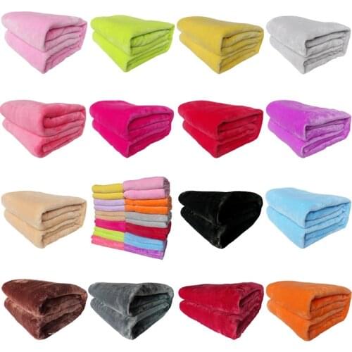 70*100cm Solid Flannel Sheets Thin Coral Fleece Sofa Cover Plain Air Conditioner Travel Portable Convenient Children Soft Throw