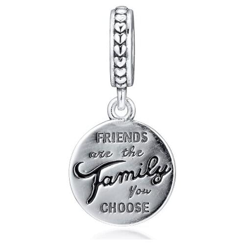 Fits Pandora Bracelet Genuine 925 Sterling Silver Friends Are Family Dangle Charm Beads for Jewelry Making Party Gift kralen