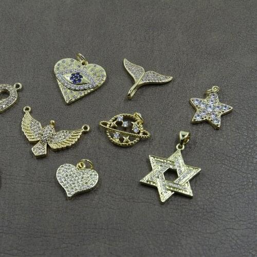 Heart Star Charms for Jewelry Making Supplies Gold Angel Charm Pendant Design Diy Charms for Earrings Necklace Zircon