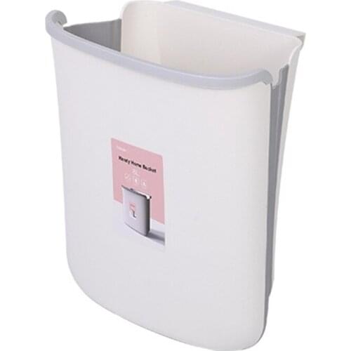 Hanging Trash Can, Flodable Wall-Mounted Garbage Can for Kitchen Washbasin Car, Brown/White/Pink