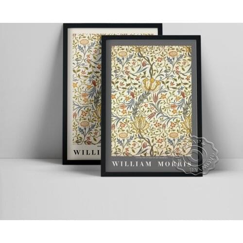 William Morris Romanticism Exhibition Museum Prints Poster, Abstract Art Botanical Fabric Canvas Painting, Bedroom Home Decor