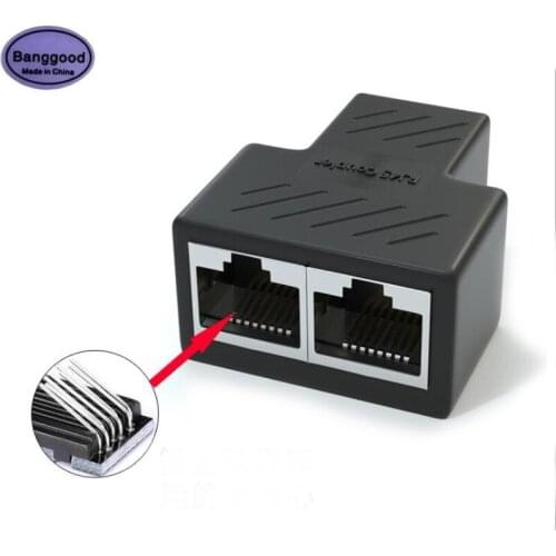 Banggood 1 to 2 Way RJ45 Female Splitter Socket Network Cable Adapter LAN Ethernet Connector Adapter For PC Laptop