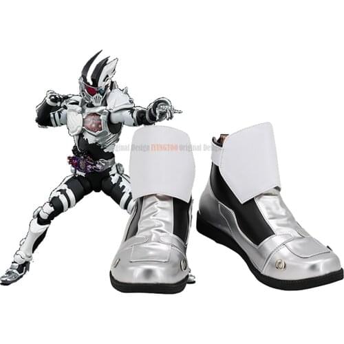 Kamen Rider Genm SHF LV0 EA exaid Cosplay Boots Silver Shoes Custom Made for Unisex